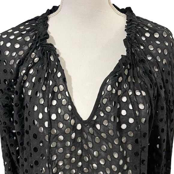 Anthropologie Ne Quittez Pas Eyelet Top Sz XS Black Beachy Resort Whimsigoth - Picture 3 of 11